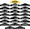 Lowen TradeSource 7"X24" STEEL GABLE MESSAGE RIDER : ARROW STOCK RIDER, ASSUMABLE STOCK RIDER, COMMERCIAL STOCK RIDER, EXCLUSIVE STOCK RIDER, FARM STOCK RIDER, FOR LEASE STOCK RIDER, FOR RENT STOCK RIDER, FOR SALE STOCK RIDER, JUST LISTED STOCK RIDER, JUST REDUCED STOCK RIDER, LOT STOCK RIDER, LOW DOWN PAYMENT STOCK RIDER, OPEN HOUSE ARROW STOCK RIDER, OPEN STOCK RIDER, OPEN SUNDAY __ TO __ STOCK RIDER, OWNER FINANCING STOCK RIDER, POOL STOCK RIDER, PRICE REDUCED STOCK RIDER, SALE PENDING STOCK RIDER, SHOWN BY APPOINTMENT STOCK RIDER, SOLD STOCK RIDER-GOLD, UNDER CONTRACT STOCK RIDER, WATERFRONT STOCK RIDER, ___ ACRES STOCK RIDER