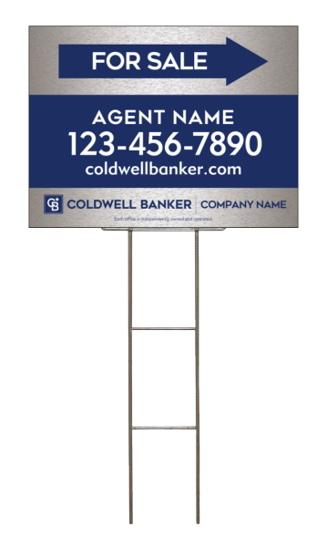 Wire H-Stake And Agent For Sale Sign Panel Unit, 18"H X 24"W, 4mm Corrugated