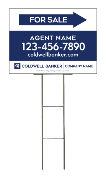 Wire H-Stake And Agent For Sale Sign Panel Unit, 18"H X 24"W, 4mm Corrugated