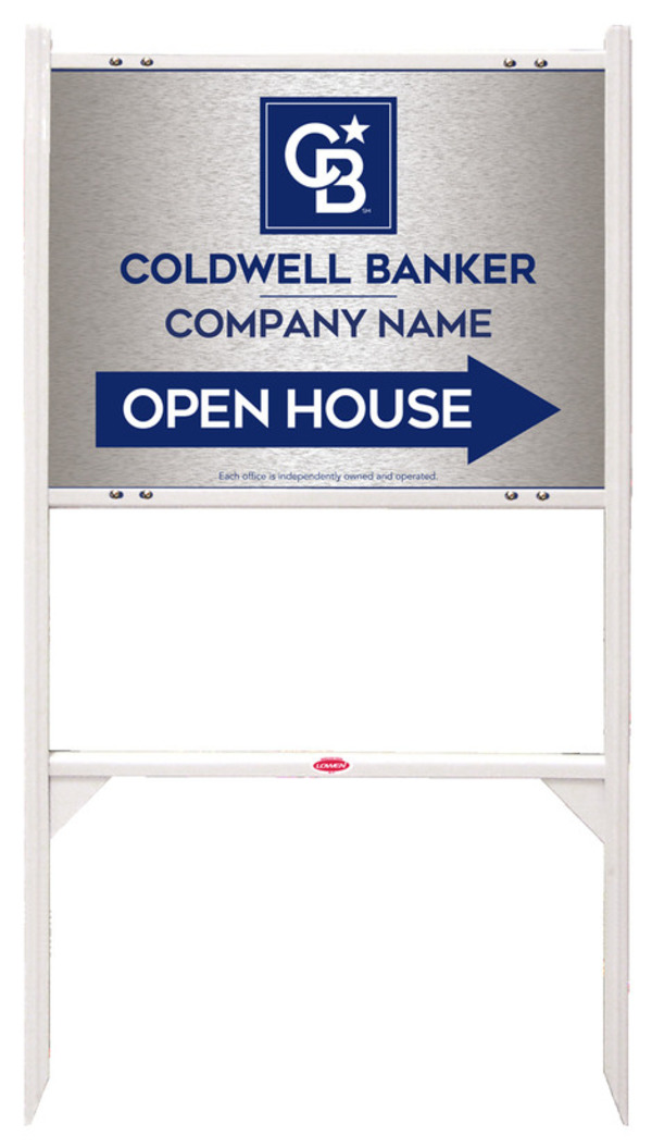 Angle Iron Frame And Office Open House Sign Panel Unit, 18"H X 24"W, Brushed Aluminum Composite
