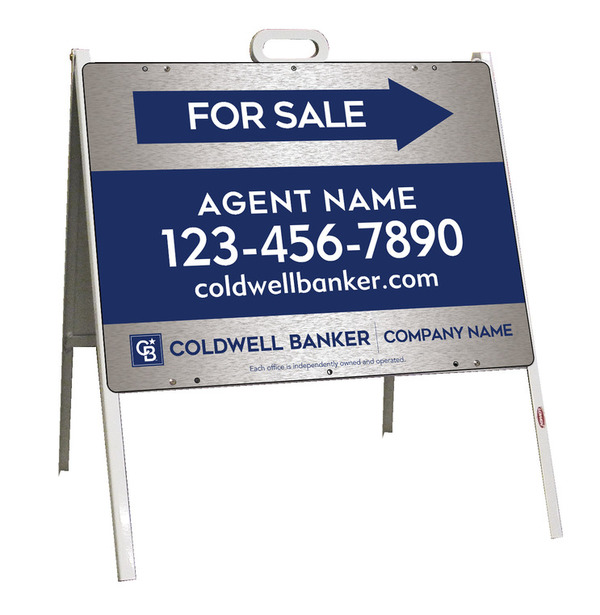 A-Frame And Agent For Sale Sign Panel Unit, 18"H X 24"W, Brushed Aluminum Composite