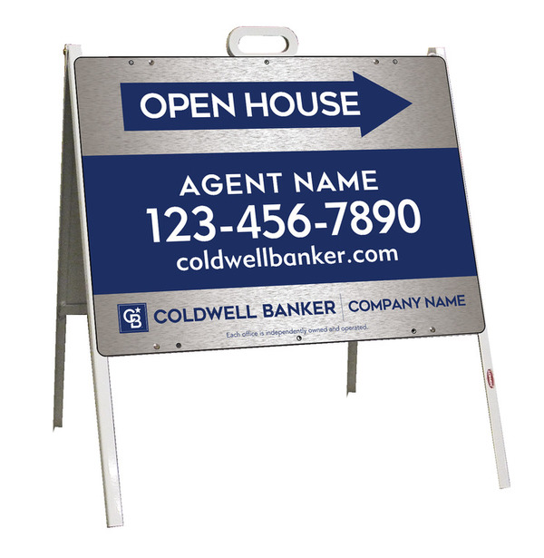 A-Frame And Agent Open House Sign Panel Unit, 18"H X 24"W, Brushed Aluminum Composite