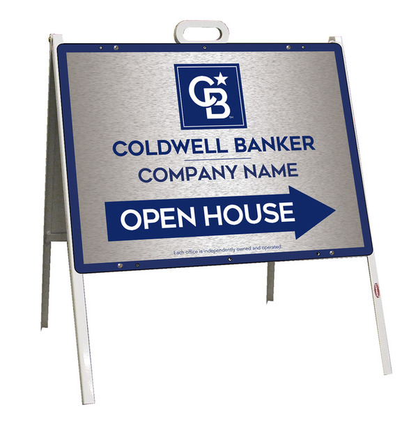 A-Frame And Office Open House Sign Panel Unit, 18"H X 24"W, Brushed Aluminum Composite