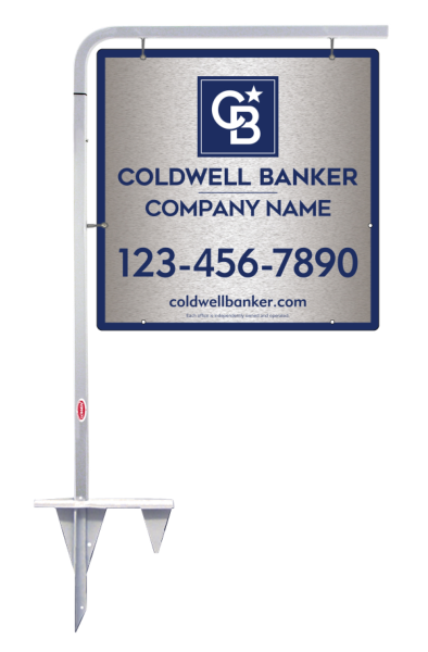 Tubular Stake And Office Sign Panel Unit, 24"H X 24"W, Brushed Aluminum Composite