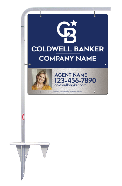 Tubular Stake And Agent Photo Sign Panel Unit, 24"H X 24"W, Brushed Aluminum Composite