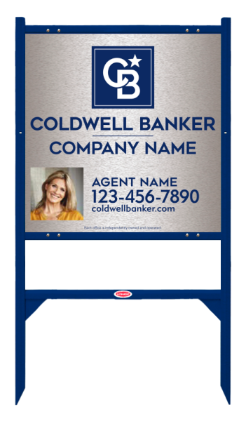 Angle Iron Frame And Agent Photo Sign Panel Unit, 24"H X 24"W, Brushed Aluminum Composite