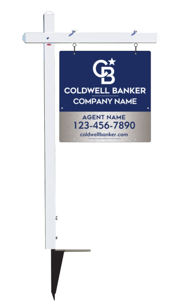 Sign Post And Agent Sign Panel Unit, 24"H X 24"W, Brushed Aluminum Composite
