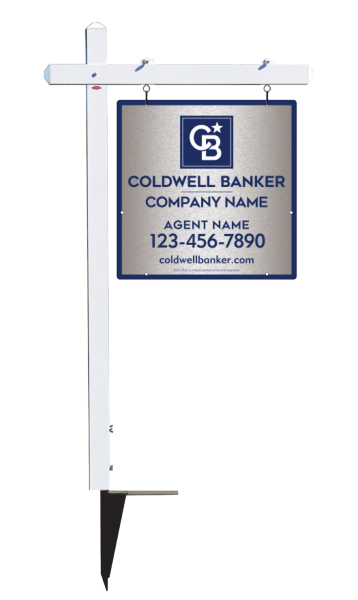 Sign Post And Agent Sign Panel Unit, 24"H X 24"W, Brushed Aluminum Composite