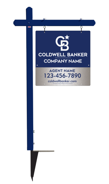 Sign Post And Agent Sign Panel Unit, 24"H X 24"W, Brushed Aluminum Composite