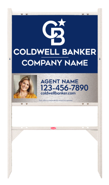 Angle Iron Frame W/ 2 Rider Inserts And Agent Photo Sign Panel Unit, 24"H X 24"W, Brushed Aluminum Composite