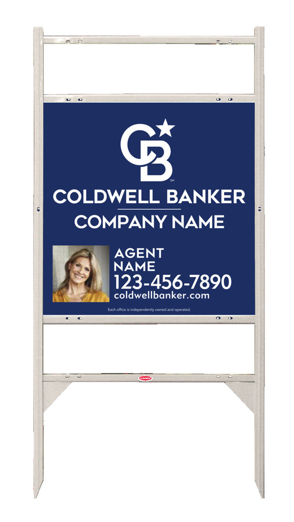 Angle Iron Frame W/ 2 Rider Inserts And Agent Photo Sign Panel Unit, 24"H X 24"W, Steel