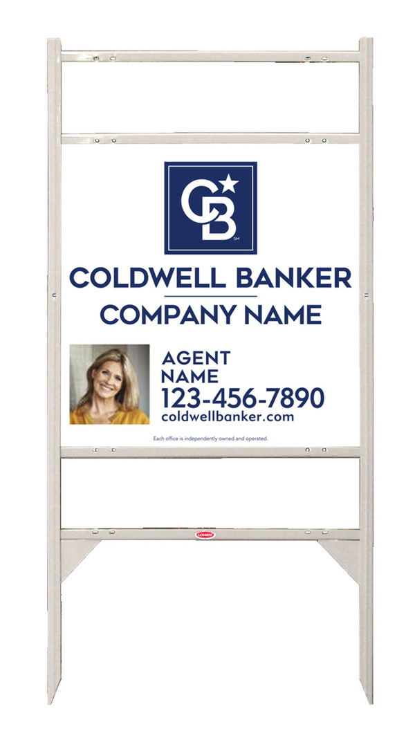Angle Iron Frame W/ 2 Rider Inserts And Agent Photo Sign Panel Unit, 24"H X 24"W, .040 Aluminum