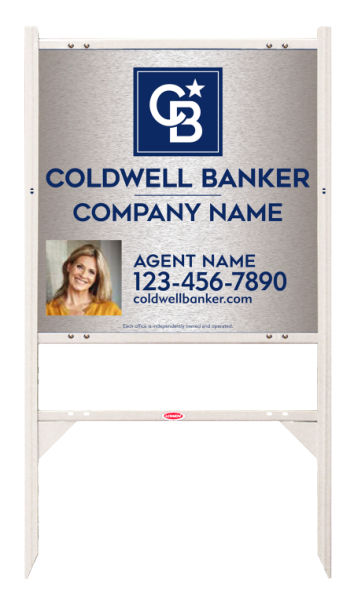 Angle Iron Frame W/ 2 Rider Inserts And Agent Photo Sign Panel Unit, 24"H X 24"W, Brushed Aluminum Composite