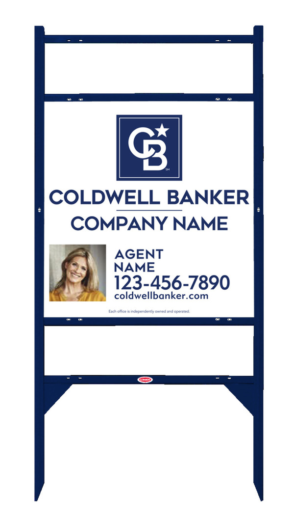 Angle Iron Frame W/ 2 Rider Inserts And Agent Photo Sign Panel Unit, 24"H X 24"W, .040 Aluminum