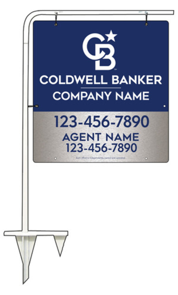 Tubular Stake And Agent Sign Panel Unit, 25"H X 24"W, Brushed Aluminum Composite