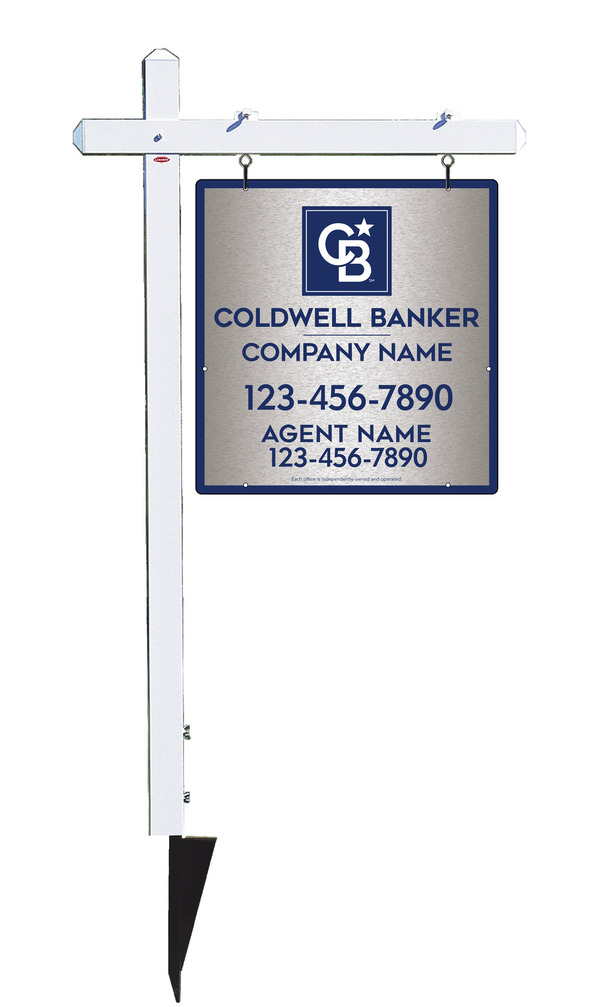 Sign Post And Agent Sign Panel Unit, 25"H X 24"W, Brushed Aluminum Composite