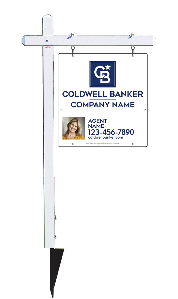 Sign Post And Agent Photo Sign Panel Unit, 25"H X 24"W, .063 Aluminum