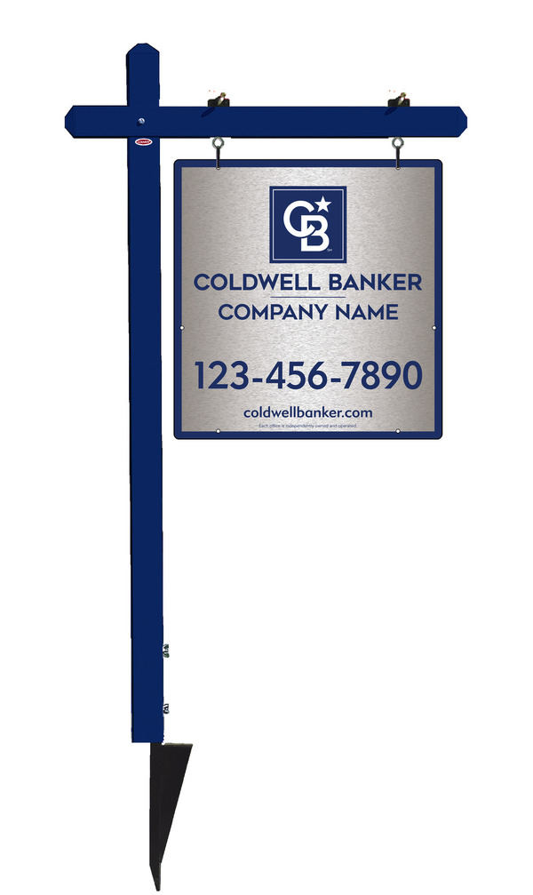 Sign Post And Office Sign Panel Unit, 25"H X 24"W, Brushed Aluminum Composite