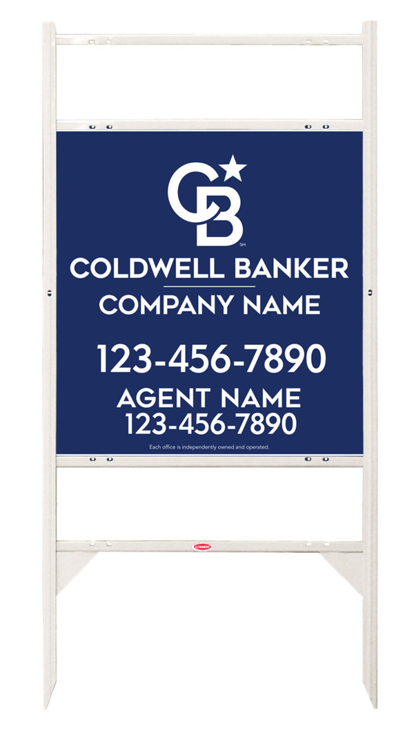 Angle Iron Frame W/ 2 Rider Inserts And Agent Sign Panel Unit, 25"H X 24"W, 3mm Aluminum Composite
