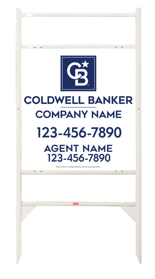 Angle Iron Frame W/ 2 Rider Inserts And Agent Sign Panel Unit, 25"H X 24"W, 3mm Aluminum Composite