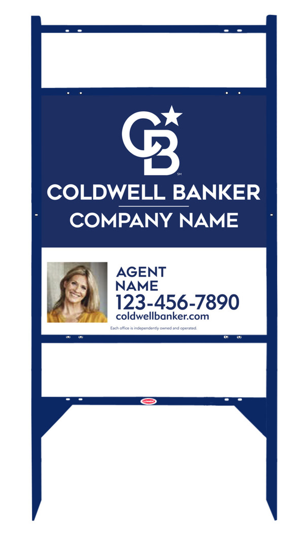 Angle Iron Frame W/ 2 Rider Inserts And Agent Photo Sign Panel Unit, 25"H X 24"W, 3mm Aluminum Composite