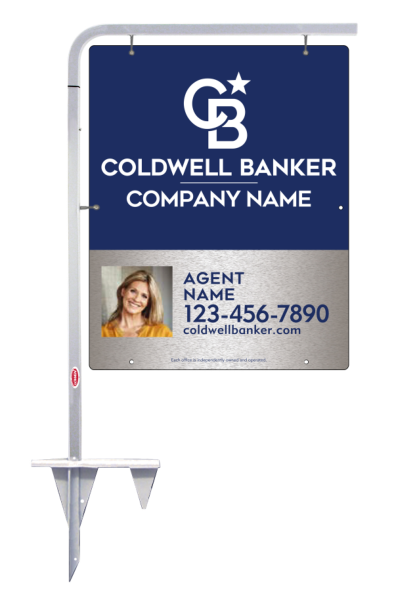 Tubular Stake And Agent Photo Sign Panel Unit, 30"H X 24"W, Brushed Aluminum Composite
