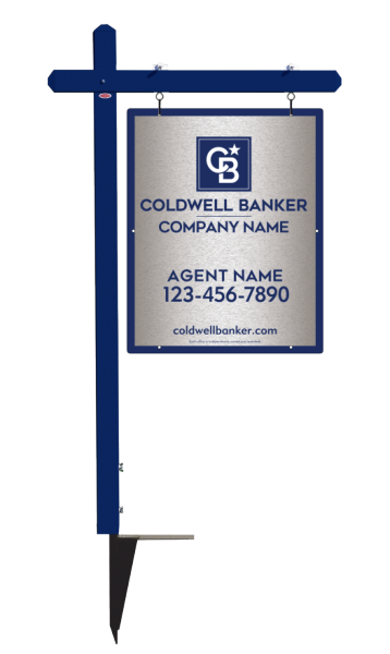 Sign Post And Agent Sign Panel Unit, 30"H X 24"W, Brushed Aluminum Composite