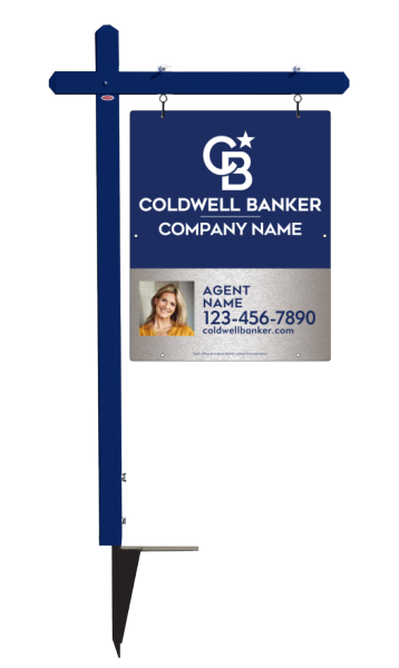 Sign Post And Agent Photo Sign Panel Unit, 30"H X 24"W, Brushed Aluminum Composite