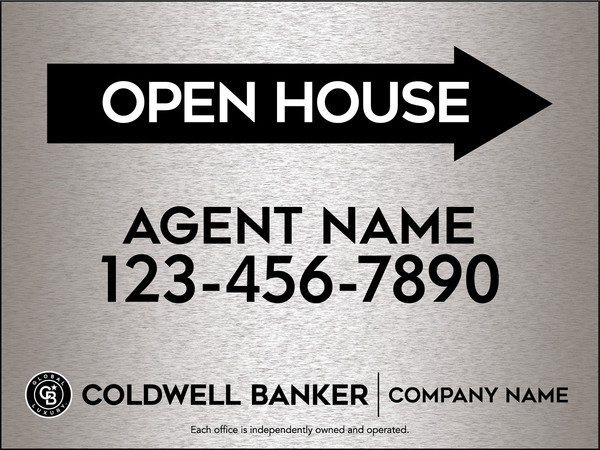 Directional Agent Open House Sign Panel, 18"H X 24"W, 4mm Corrugated