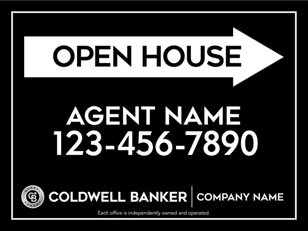 Directional Agent Open House Sign Panel, 18"H X 24"W, 4mm Corrugated