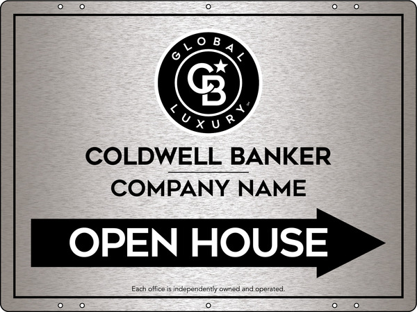 Directional Office Open House Sign Panel, 18"H X 24"W, 3mm Brushed Aluminum Composite