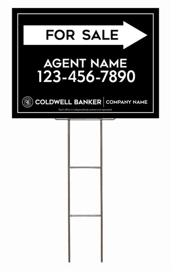 Wire H-Stake And Agent For Sale Sign Panel Unit, 18"H X 24"W, 4mm Corrugated