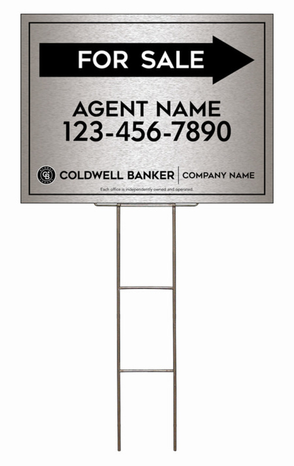 Wire H-Stake And Agent For Sale Sign Panel Unit, 18"H X 24"W, 4mm Corrugated