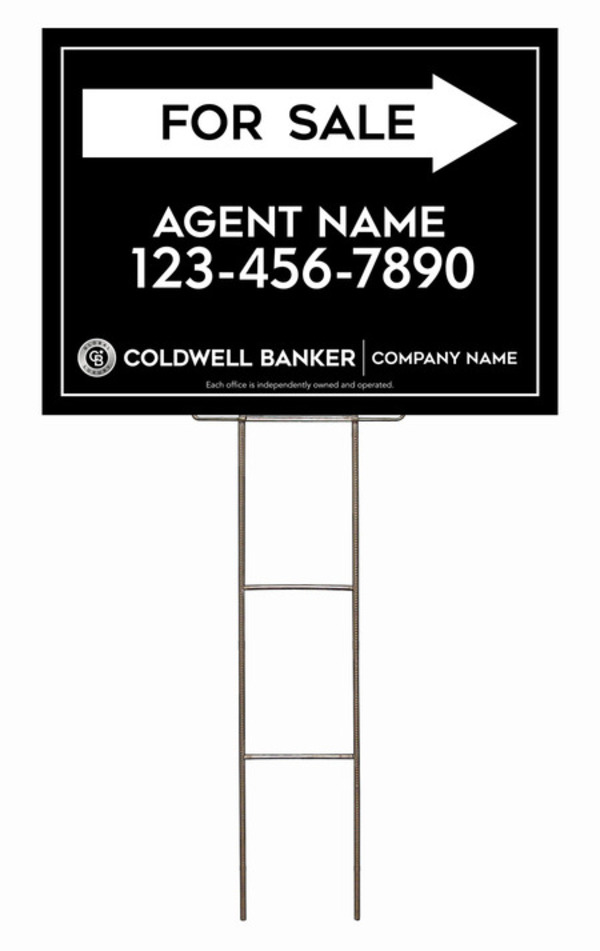 Wire H-Stake And Agent For Sale Sign Panel Unit, 18"H X 24"W, 4mm Corrugated