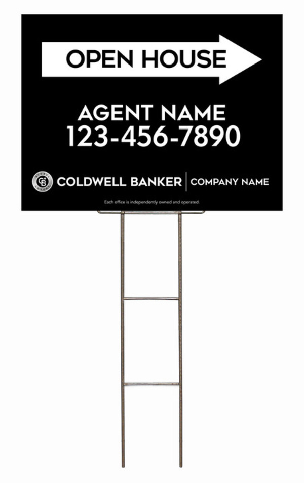 Wire H-Stake And Agent Open House Sign Panel Unit, 18"H X 24"W, 4mm Corrugated