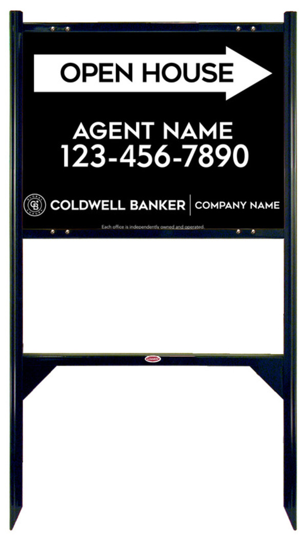 Angle Iron Frame And Agent Open House Sign Panel Unit, 18"H X 24"W, Steel