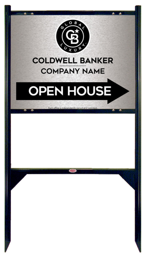 Angle Iron Frame And Office Open House Sign Panel Unit, 18"H X 24"W, Brushed Aluminum Composite