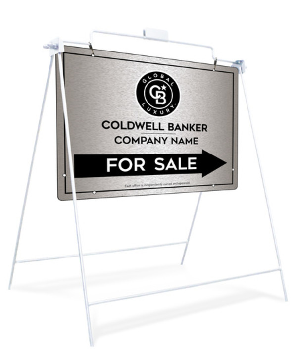 Swinging A-Frame And Office For Sale Sign Panel Unit, 18"H X 24"W, Brushed Aluminum Composite