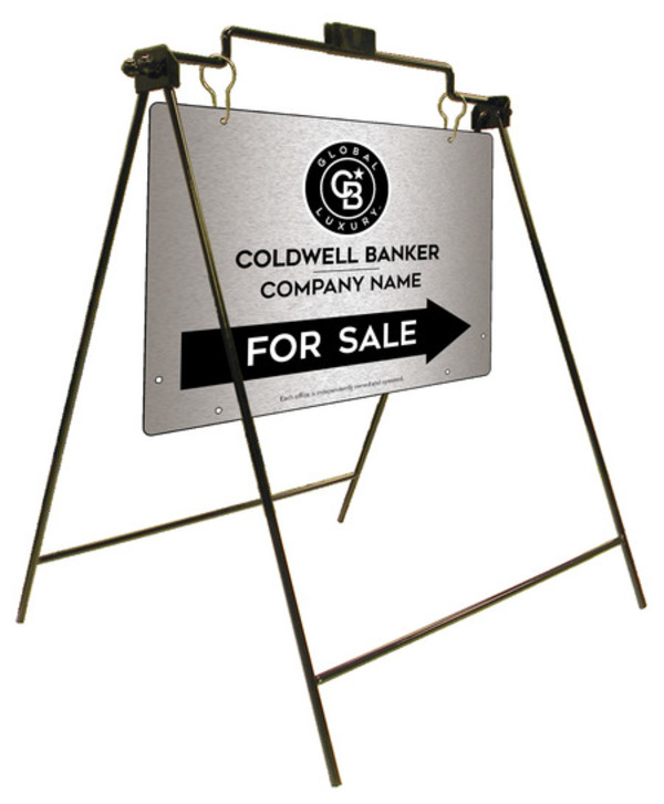Swinging A-Frame And Office For Sale Sign Panel Unit, 18"H X 24"W, Brushed Aluminum Composite