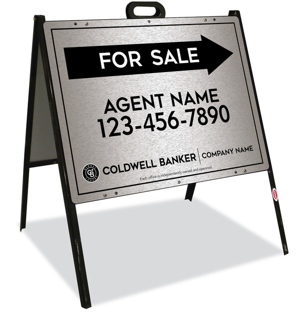 A-Frame And Agent For Sale Sign Panel Unit, 18"H X 24"W, Brushed Aluminum Composite