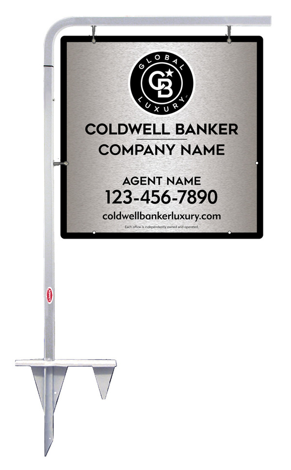Tubular Stake And Agent Sign Panel Unit, 24"H X 24"W, Brushed Aluminum Composite