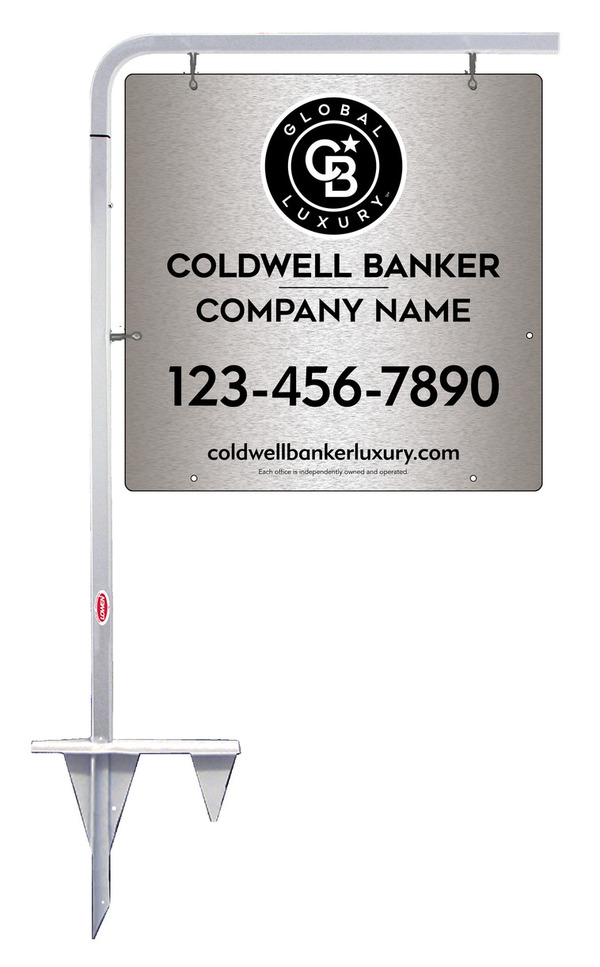 Tubular Stake And Office Sign Panel Unit, 24"H X 24"W, Brushed Aluminum Composite