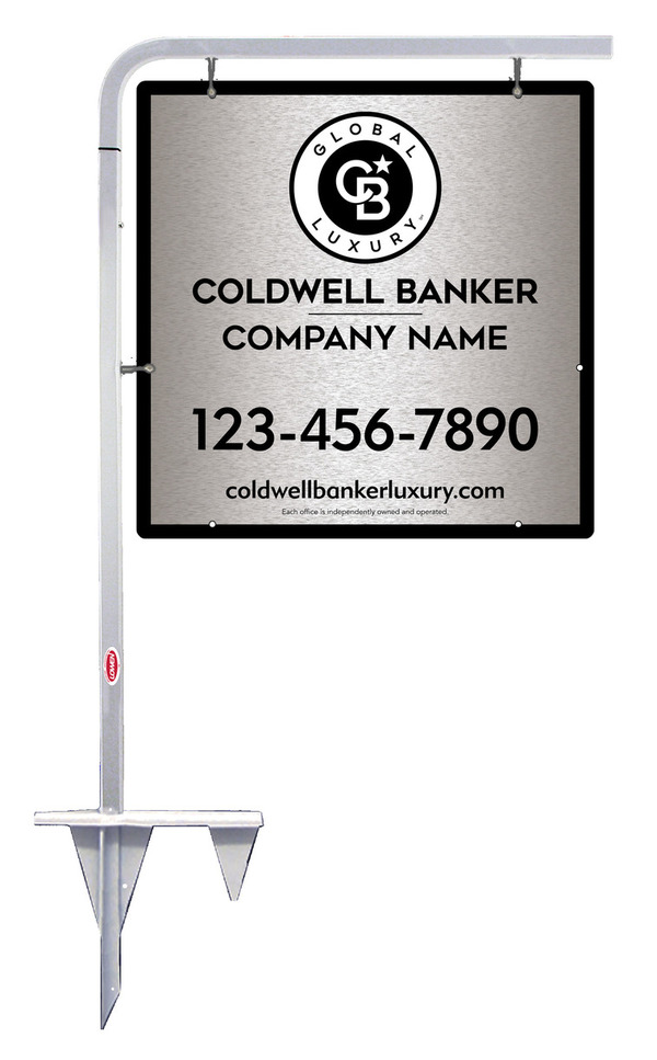 Tubular Stake And Office Sign Panel Unit, 24"H X 24"W, Brushed Aluminum Composite