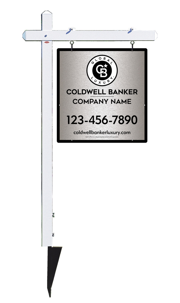 Sign Post And Office Sign Panel Unit, 25"H X 24"W, Brushed Aluminum Composite