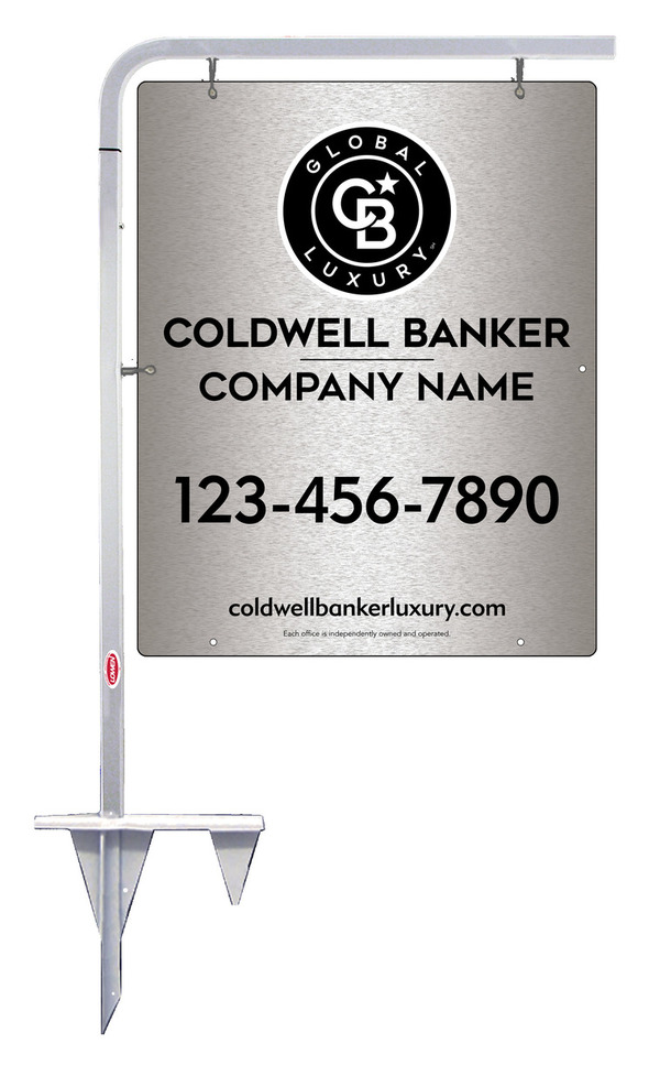 Tubular Stake And Office Sign Panel Unit, 30"H X 24"W, Brushed Aluminum Composite