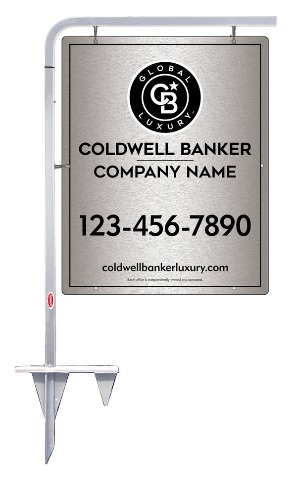 Tubular Stake And Office Sign Panel Unit, 30"H X 24"W, Brushed Aluminum Composite