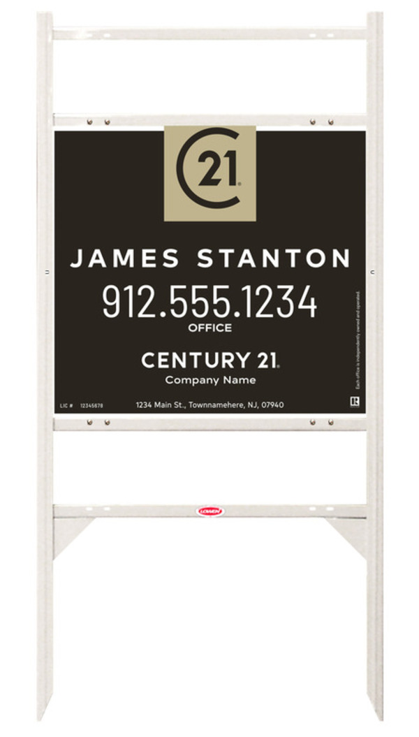 Angle Iron Frame With Two Rider Inserts And Agent Centric Sign Panel Unit, 22"H X 24"W