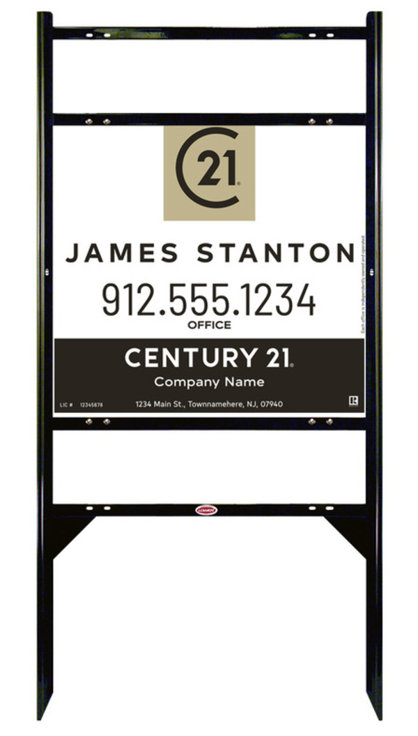 Angle Iron Frame With Two Rider Inserts And Agent Centric Sign Panel Unit, 22"H X 24"W