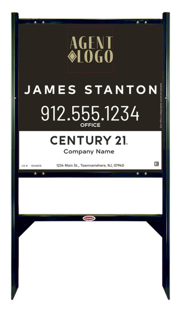 Angle Iron Frame And Agent Logo Centric Sign Panel Unit, 24"H X 24"W