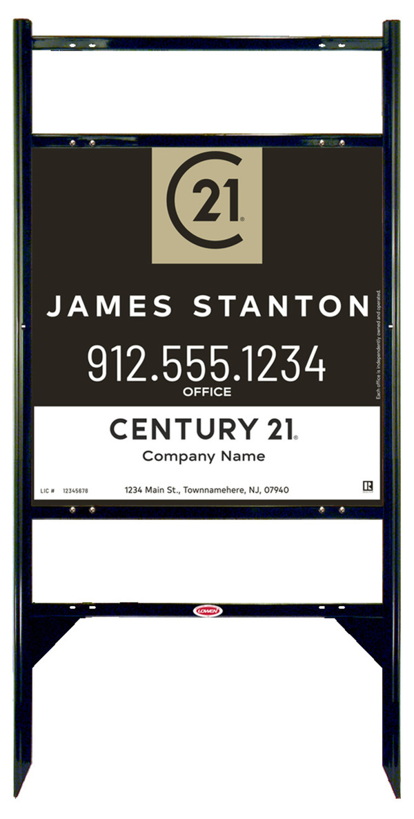 Angle Iron Frame With Two Rider Inserts And Agent Centric Sign Panel Unit, 24"H X 24"W